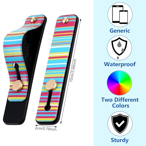 Image of Weewooday 6 Pieces Phone Grip Holder Cell Phone Grip Strap Telescopic Finger Strap Stand Universal Finger Kickstand for Most Smartphones(Bright Color,Stripe)