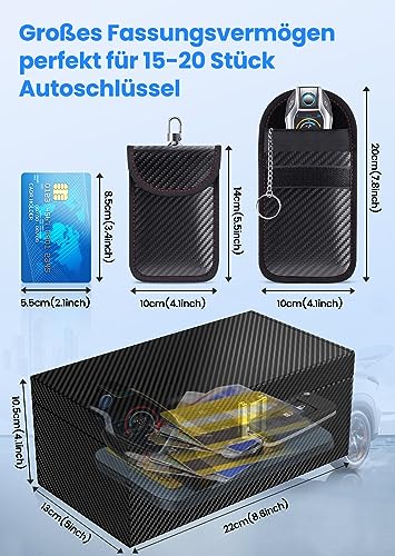 lanpard Keyless Go Schutz Autoschlüssel Box, Extra Groß Faraday Box & Faradayschutzhülle (2 Stk) für Sicheren Schutz, Keyless Go Schutz von Handy, Kreditkarte und Autoschlüssel, XL