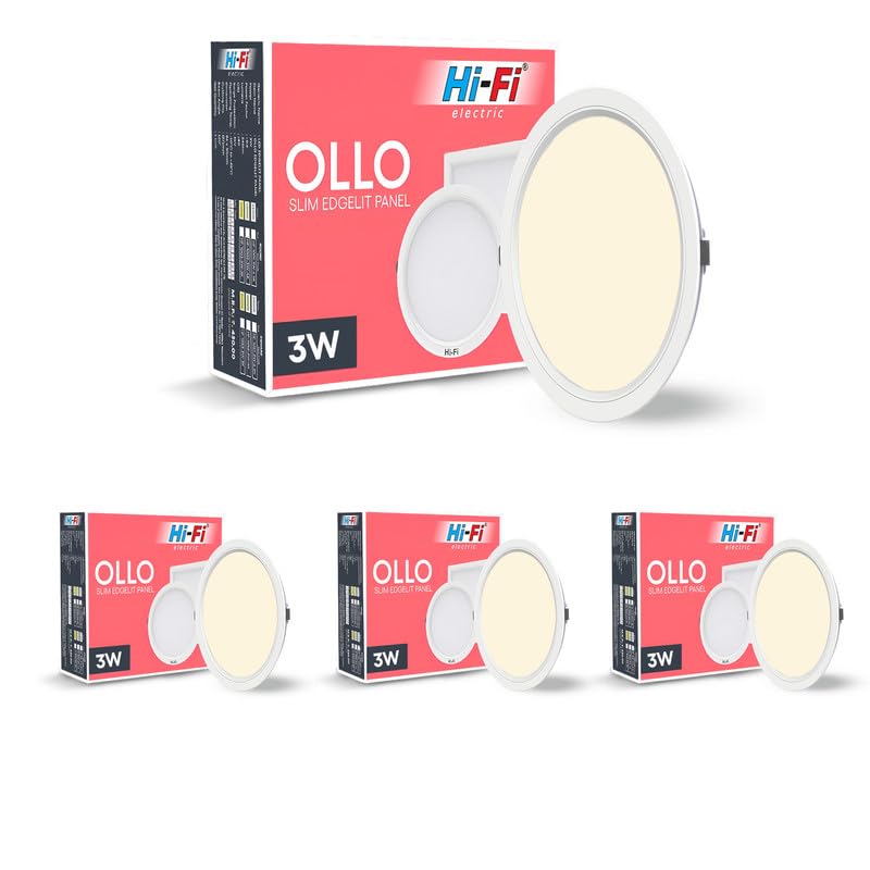 Image of Hi-Fi OLLO 3-watt Round LED Downlighter | LED Ceiling Light for Home and Hall | Cut Out: 68 mm, Color: Warm White Light, (3000K) Pack of 4-Polycarbonate