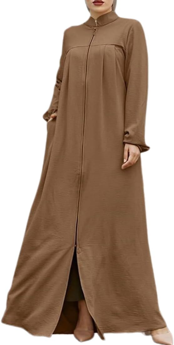 Abayas for Women Muslim Dress Prayer Clothes Zipper Maxi Long Robe Kaftan Dresses Islamic Dubai Loose Abaya Dress