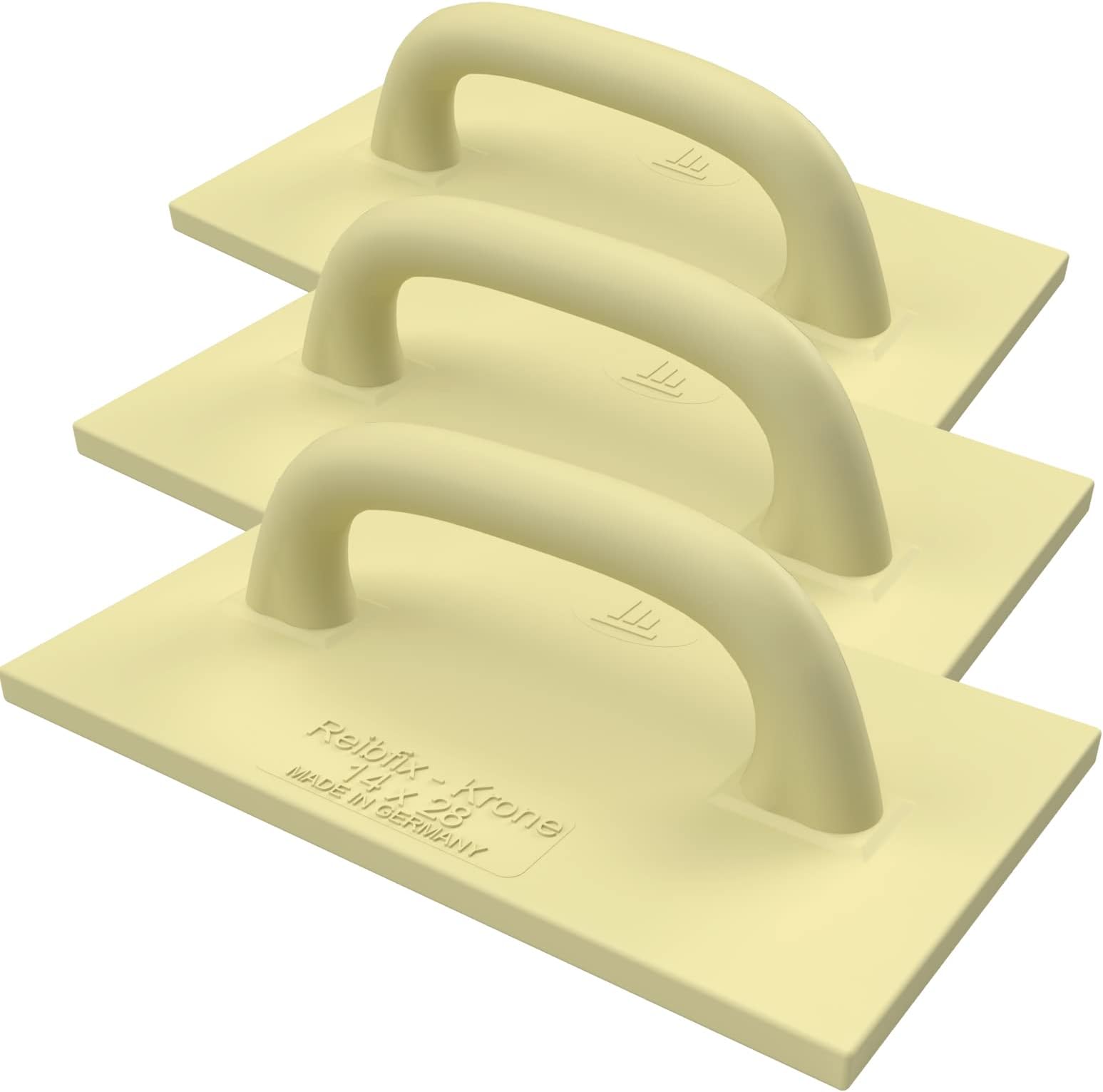 Kronen Hansa 3 x Reibfix Krone PU Floating Board for Bricklayers and Tilers (Plastic Floating Board for Smoothing, Rubbing and Balancing Plastering, Long Life, Thickness 15 mm, 280 x 140 mm)