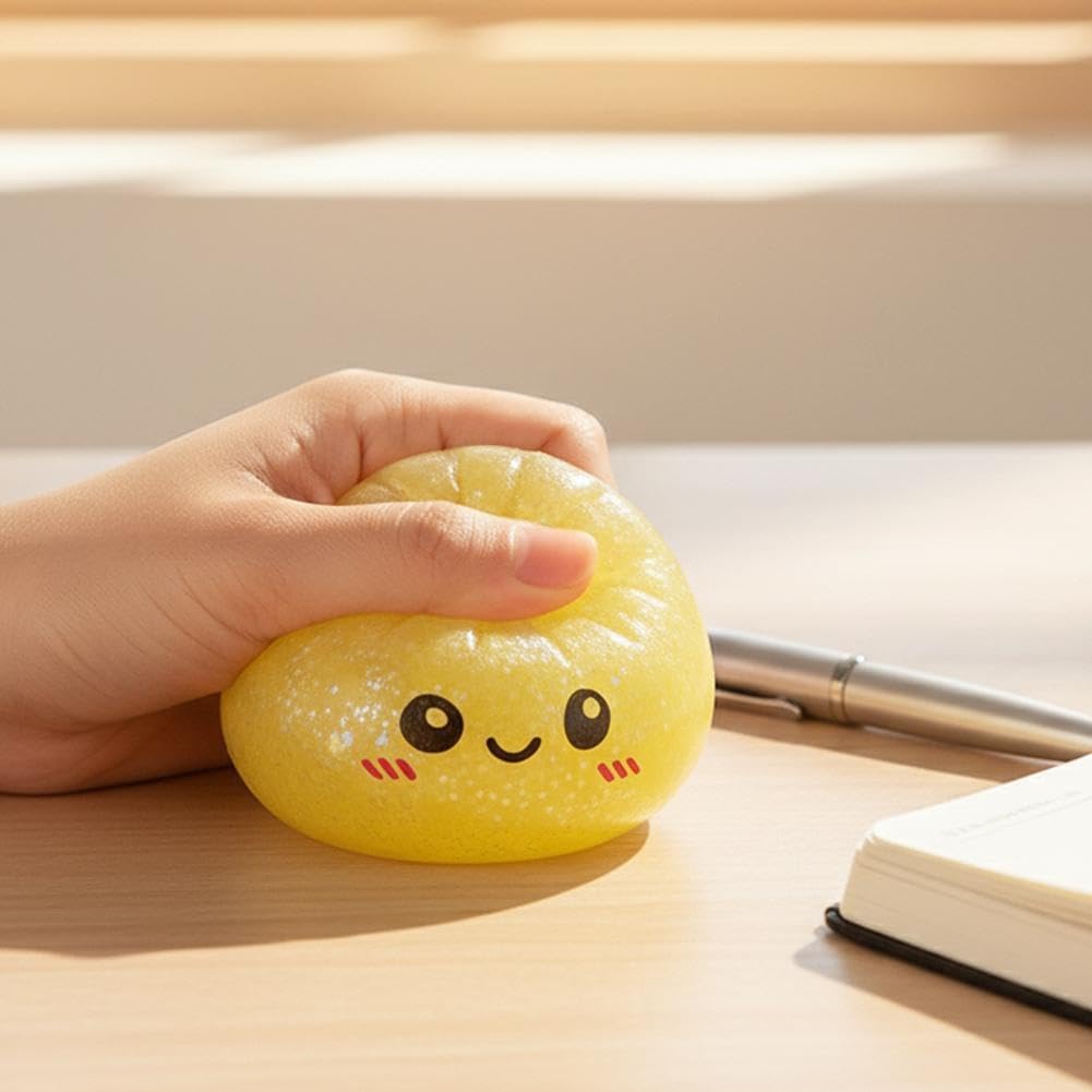 Glitter Dumpling Squishy, Squishy Dumpling Toy, Viral Dumplings Squishiest with Steamer Box, Stress & Anxiety Relief Toys for Adults Non-Edible