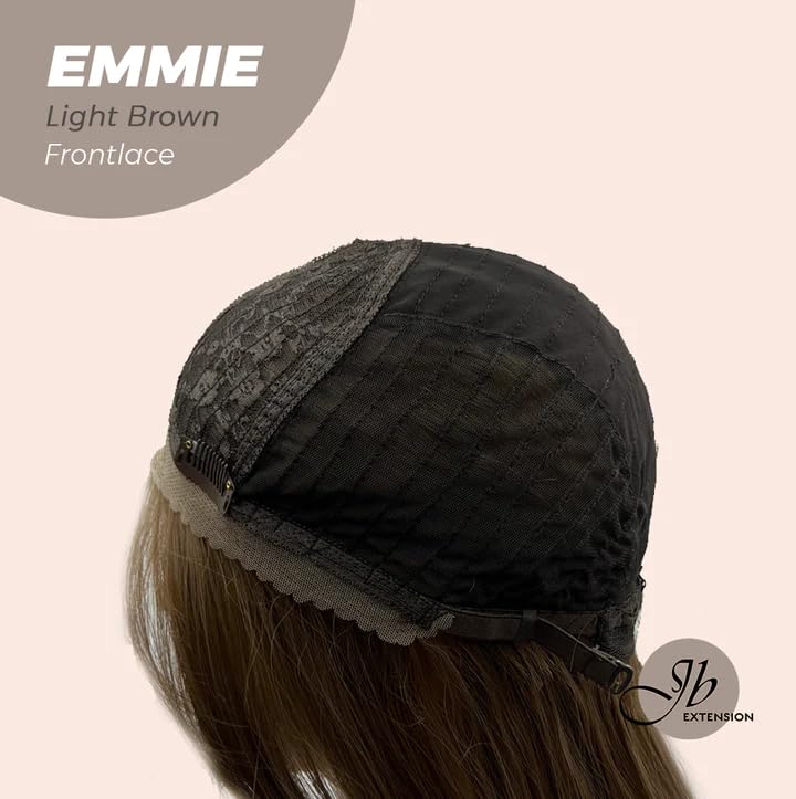 Miniatura 7 de EMMIE - Peluca de encaje frontal precortada con flequillo lateral, pelucas rizadas de color marrón claro para mujer, pelucas sintéticas naturales