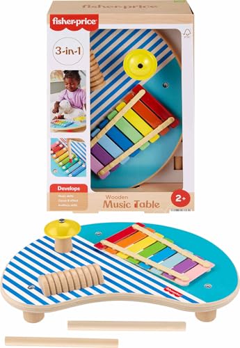 Fisher-Price Brinquedo para Bebês Mesa de Atividades Musicais de Madeira para crianças a partir de 2 anos