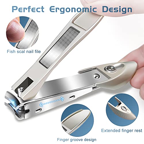 Nail Clippers For Men Thick Nails Professional Nail Cutter With Catcher Wide Jaw Opening Sharp Toenail Clippers-Heavy Duty Toe Nail Clippers Durable Fingernail Clipper For Seniors Long Handle #TOP3