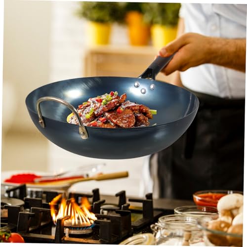 Wok tradicional de hierro con mango de madera 12 pulgadas miniatura 6