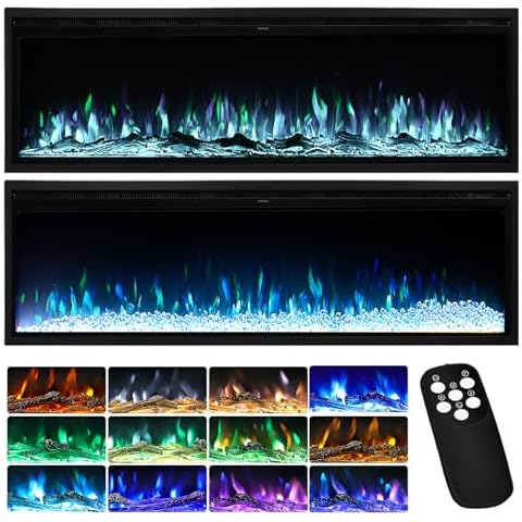 INMOZATA 50 Inch Wall Mounted Electric Fireplace Cover