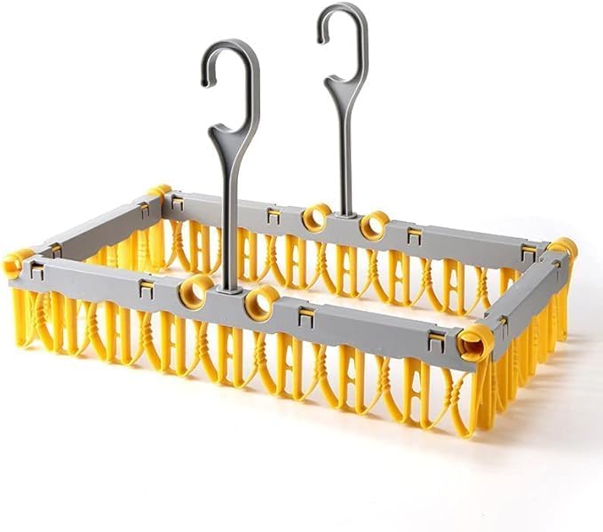 Pegs Hangers Clothes Rack with Clips 360° Rotary Hook Plastic Drying Hanger for Socks, Underwear, Towels & Kids Clothes Foldable Multi-Clip Laundry Organizer Space-Saving Cloth Dryer (1 Set)