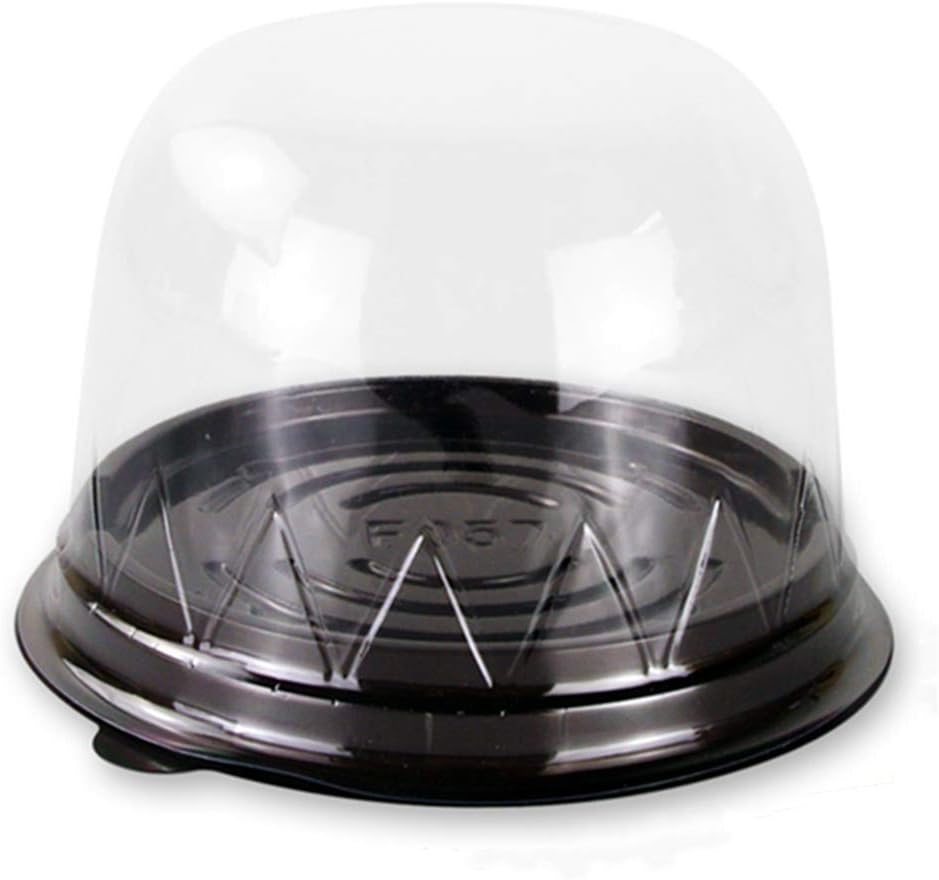 50 Sets Stackable Cake Box - Diam 3 3/4 Inch X Height 2-3/4 Inch Clear Plastic Dome Carrier - Single Cake Container - Single Compartment Cupcake Carrier Box- Need sticker reinforcement（black ）