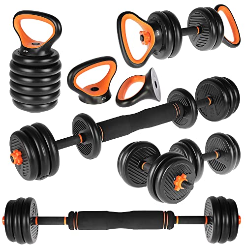 Juego de mancuernas 6 en 1 - Juego multifuncional con carga ajustable - barra, juego de mancuernas, pesas rusas, herramientas de peso de 10, 20, 30 o 40 kg (2 x 5 kg (10 kg) Cover