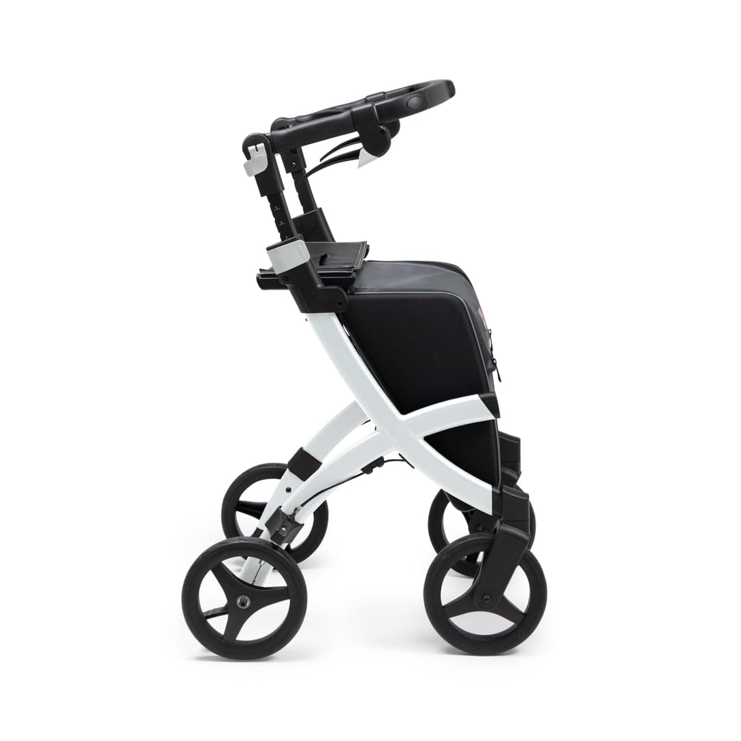 Rollz Flex 2 Matt Black - Upright Rollator Walker with seat - Lightweight Walker with Wheels - Folding Walker with Large Shopping Bag - Modern Design and Ultimate Support (Regular)