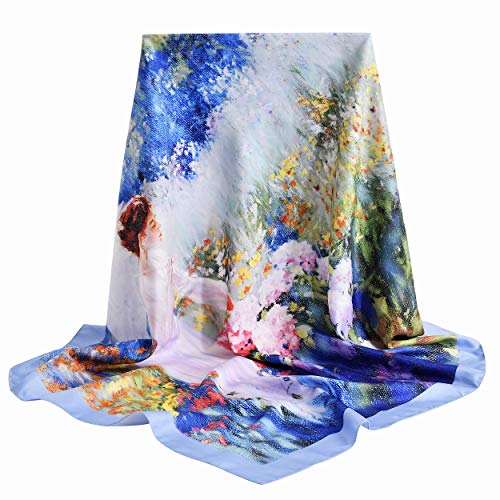 vimate silk scarf, 100% Real Silk Neck Scarf for Women with Gift Box package, Square 35”x 35” (Pattern 6)