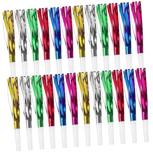 Hohopeti 24 Pcs Colorful Party Blowers with Tassels Mixed Colors Fun Noisemakers for Birthday Sports Events Holiday Celebrations Cheerleading Accessories Party Favors