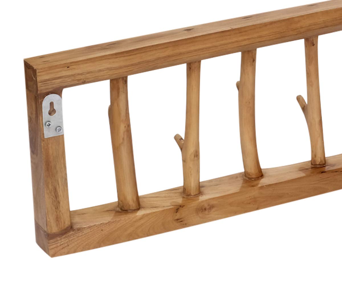 Diseño de ramas con ganchos, colgador pared, colgador, madera reciclada, estilo shabby chic, ganchos para colgar en la pared, madera de teca (9 ganchos)