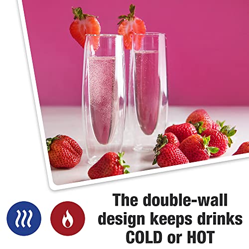 Eparé Stemless Champagne Flutes Glass - Set Of 2 Double Wall Mimosa Glasses - Lightweight Stemless Champagne Glasses - Easy To Hold Bridesmaid Champagne Flute - Prosecco Glasses For Bridal Shower #TOP2