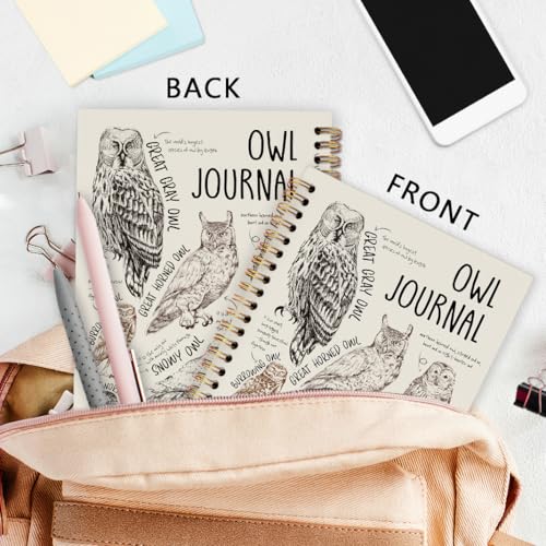 Carnet à spirale rétro hiboux 14x21 cm pour notes de bureau