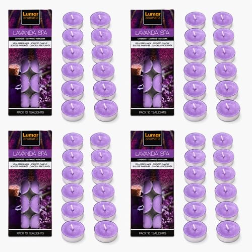 Velas de Té Aromáticas Lavanda, 40 Unidades