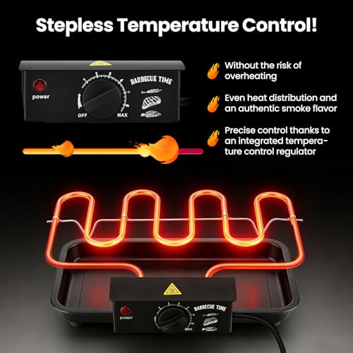 Heizspirale für Räucheröfen, 2000W Universal Heizschlange, Räucherofen Profi Elektroheizung zum Räuchern mit stufenloser Temperaturregelung, Kompatibel für verschiedene Räucherofentypen für Grillen