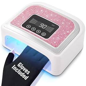 Cordless Nail Lamp, 120W Rechargeable UV Nail Lamp for Gel Nails, LED Nail Lamp with 4 Timer Modes, Gel Nail Light Decorate with Sparkling Nail Rhinestones Diamond