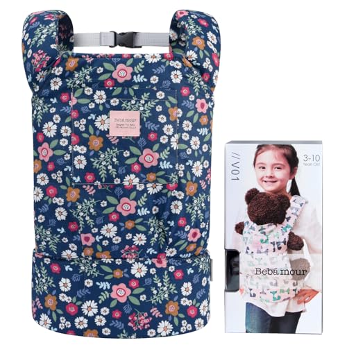 Image of Bebamour Doll Carrier Original Reborn Baby Doll Carrier for Doll Toys Doll Carrier for Girls and Boys(Blue Flower)