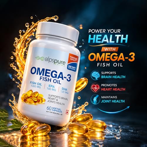 Image of Alpspure Nutra Combo -Daily Multivitamin 60 Tablets & Omega 3 Fish Oil 1000mg 60 Softgels (EPA & DHA), Supports Healthy Heart & Joints |Complete Health Booster Multivitamin with Minerals