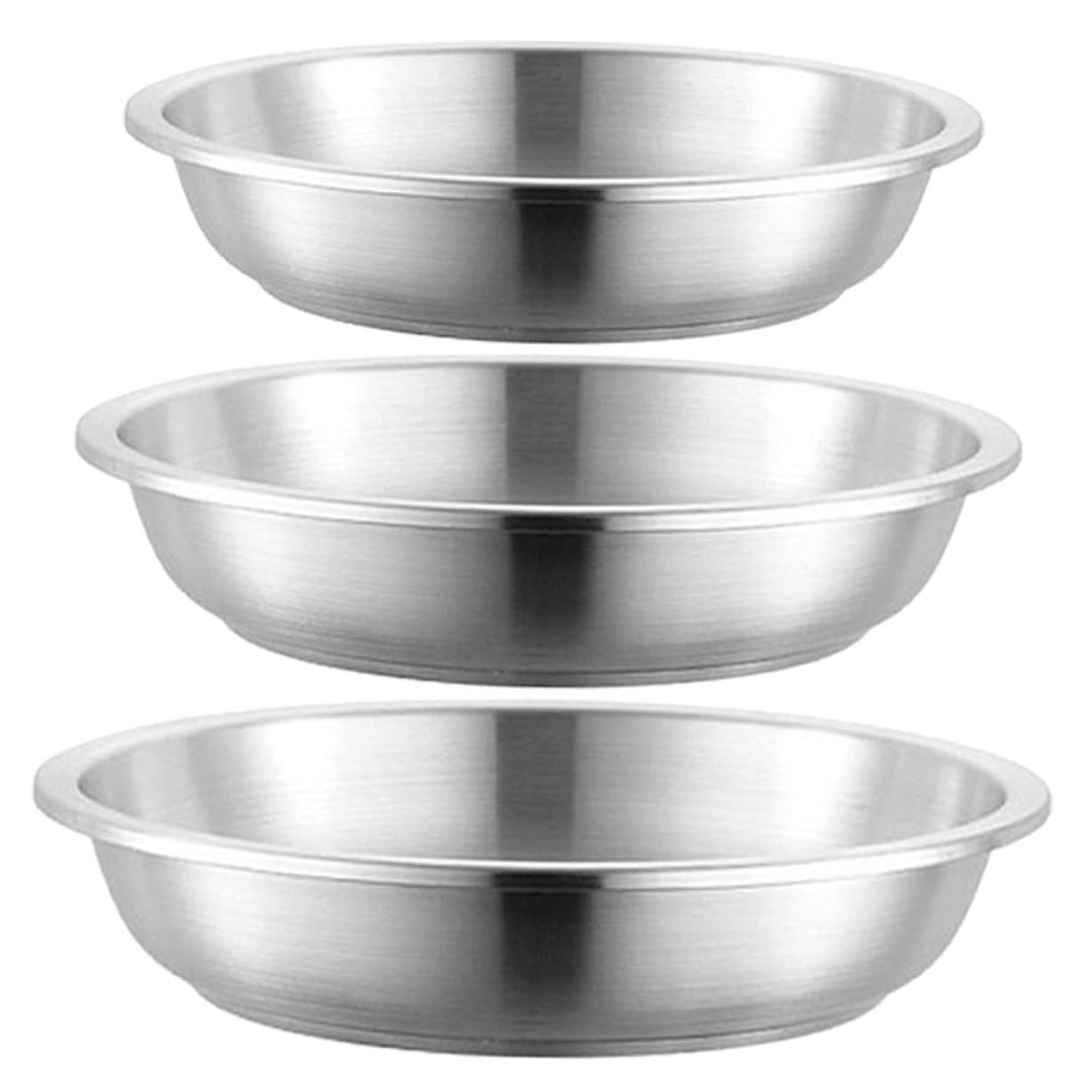 OUNONA 3-piece Stainless Steel Round Plates Camp Dishes for Breakfast Dinner Snack Sturdy Metal Plate Vintage Style