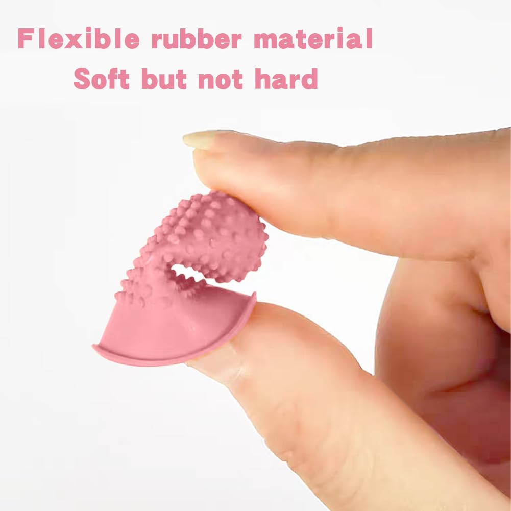 QLING Paquete de 5 dedales de goma, antideslizantes, flexibles, de goma, para contar notas, páginas giratorias, costura, contar, protector de punta de dedo, Rosa, Tamaño libre
