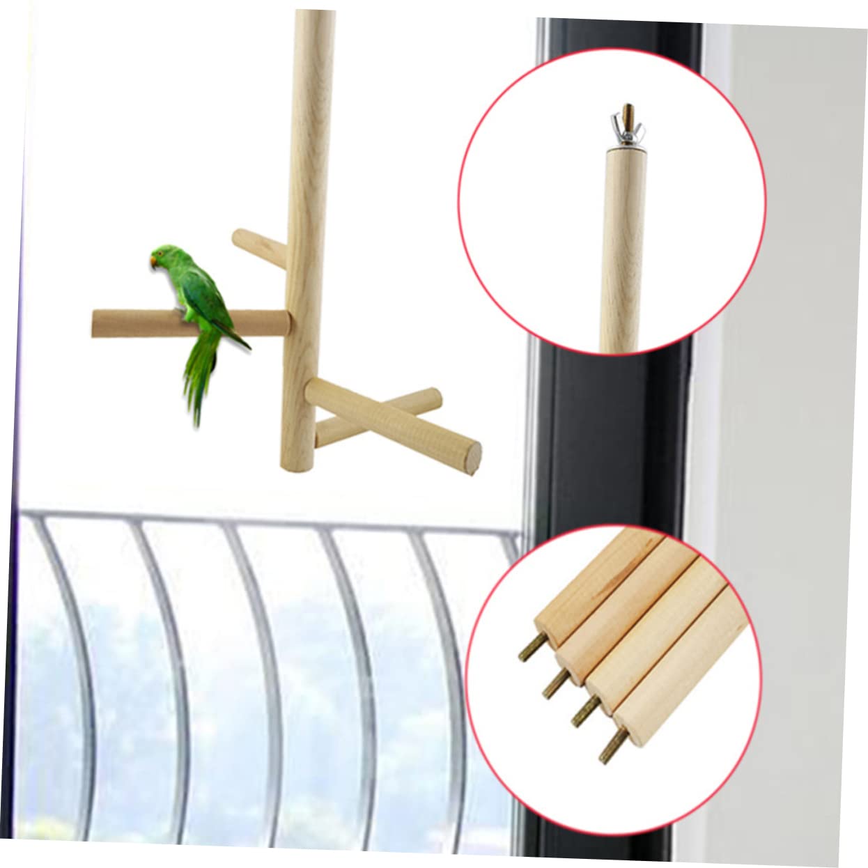 4 Pezzi Scale Giocattolo In Legno Per Pappagalli - Giocattoli Da Arrampicata E Morso Per Uccelli, Cockatiel E Animali Domestici - Foto 6