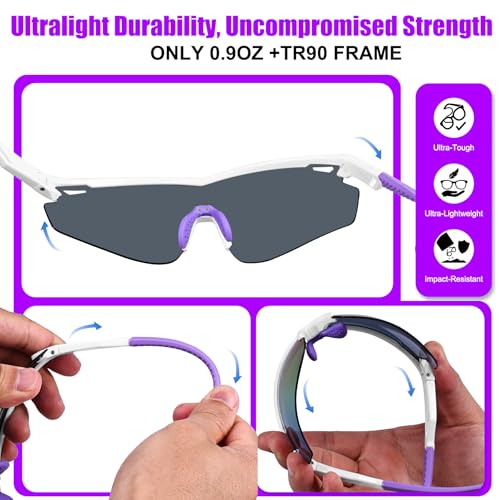 Image of Polarized Running Sunglasses for Men Women Ultra-Comfort, UV400 Protection | 22g Lightweight TR90 Frame & Adjustable Silicone Nose Pads Wraparound Sports Sun glasses for Cycling Baseball Hiking Fishing