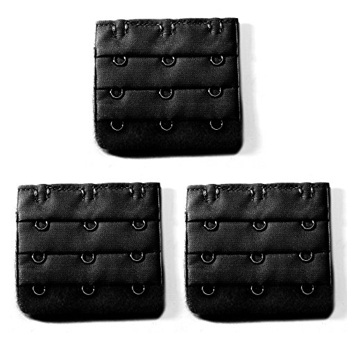 CellDeal-- 3 estensioni per reggiseno, con 3 ganci Nero taglia unica