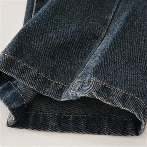 Girls Jeans 3D Satin Bow Loose Denim Pants Ripped Elasticated Waist Retro Style Denim Pants with Pocket Wide Leg Pants4