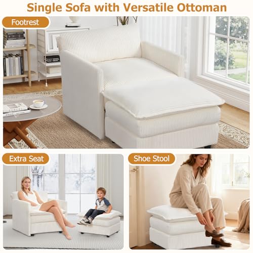 Sillón Oversized Plegable Beige miniatura 7