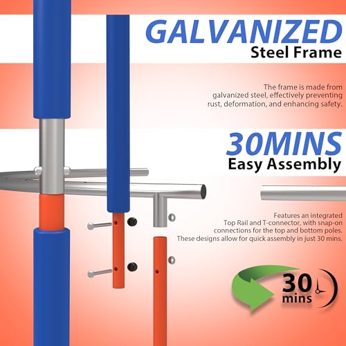 66'' Mini Trampoline for Kids with Enclosure & Basketball Hoop, 5.5FT No-Gap Toddler Trampoline for Indoor & Outdoor Use, 600LBS Capacity, Ideal Gift for Boys & Girls