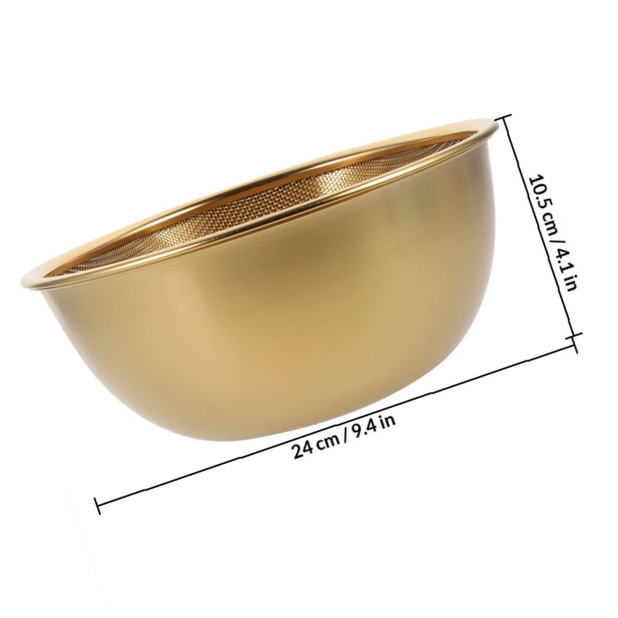 Colador Escurridor de Alimentos de Acero Inoxidable 24 Cm Color Dorado, Cesta Cedazo para Lavado de Arroz y Verduras, Set de 2 Piezas para Cocina Doméstica