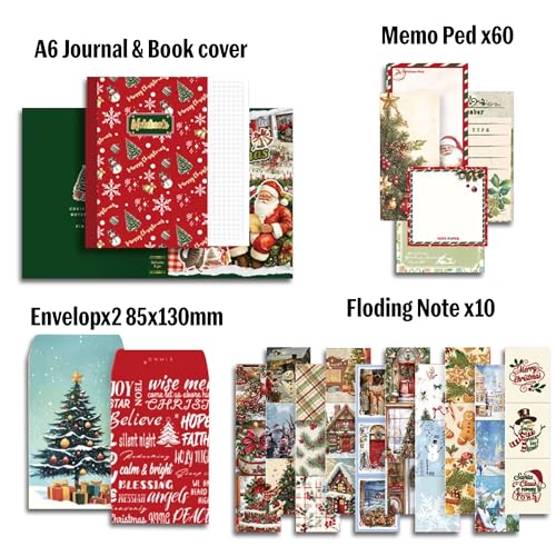 Image of The AutoStory Holiday Scrapbook Album A6 Junk Journal Winter Festive Stickers Xmas Collage Papers Washi Tape DIY Craft Art Seasonal Planner Decor Card Making for Teens (Merry Christmas, Red)