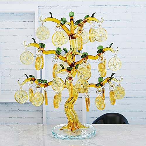 Crystal Glass Ingots Tree with Copper Coin Fengshui Craft Home Decor Figurines Christmas Gift Souvenirs Decor (Color : Ingots, Size : 8 Hangs)