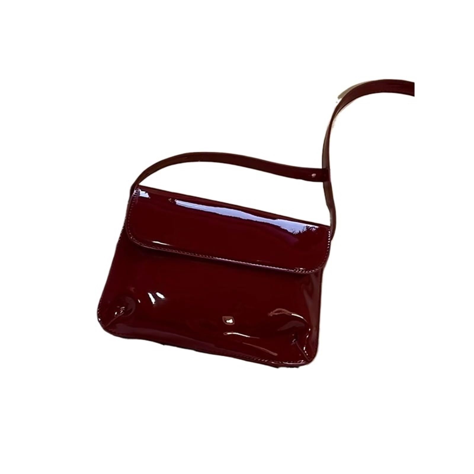 Bolso pequeño de Charol Rojo Brillante for Mujer, Bandolera de Hombro for Axilas, Bandolera de Fiesta Vintage Adecuado para Viajar, Fiesta, Trabajo(Black)