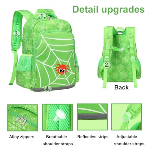JIANYA Kids Backpack for School, Cute Spider School Bag Preschool Kindergarten Kids Backpack with Lunch Box & Chest Strap3
