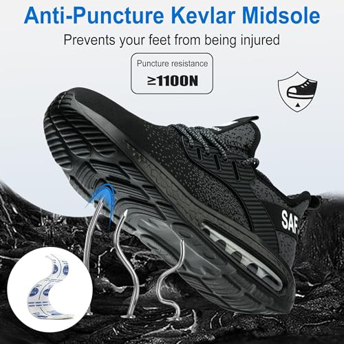 Scarpe Antinfortunistiche Uomo Donna Scarpe da Lavoro Donna Antiscivolo Scarpe Antinfortunistica Anti-Schiacciamento Ammortizzazione Comodo Traspiranti Leggere con Punta in Acciaio Ammorti 38-46 EU