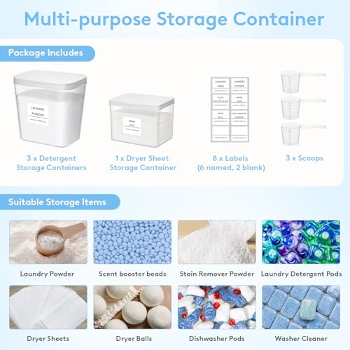 Image of Lifewit Laundry Pods Container with Pop-up Lid, 0.72+0.5 gal, 4 Pcs