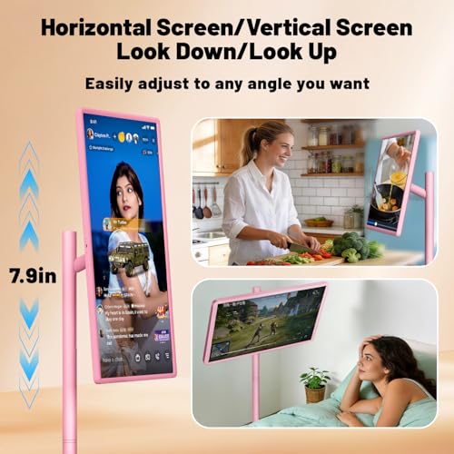 Image of VLH 32″ FHD Smart Portable Tv on Wheels, Touch Screen Rolling Tv Tablet with Camera, Google EDLA-Certified, Built-in 38400mAh Battery, Mobile Wireless TV with Rolling Stand and Remote for Smart Home