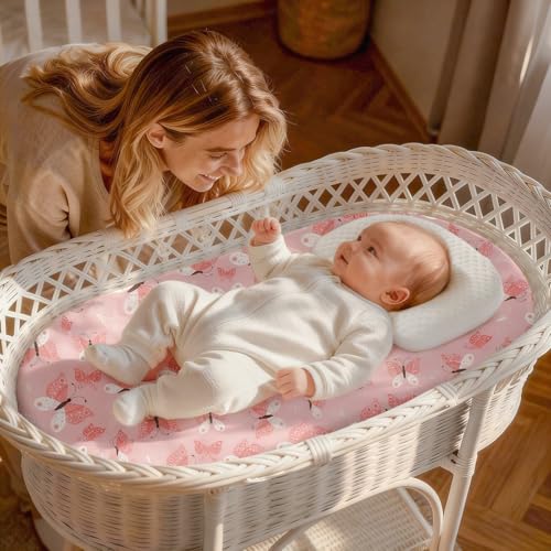 Image of Baby Bassinet Sheets for Baby Boy Girls,4-Pack Fitted Bassinet Sheets Set Compatible with Halo Bassinest Swivel Sleeper,Baby Delight,Angelbliss,32 inchX16 inch (Plant World)