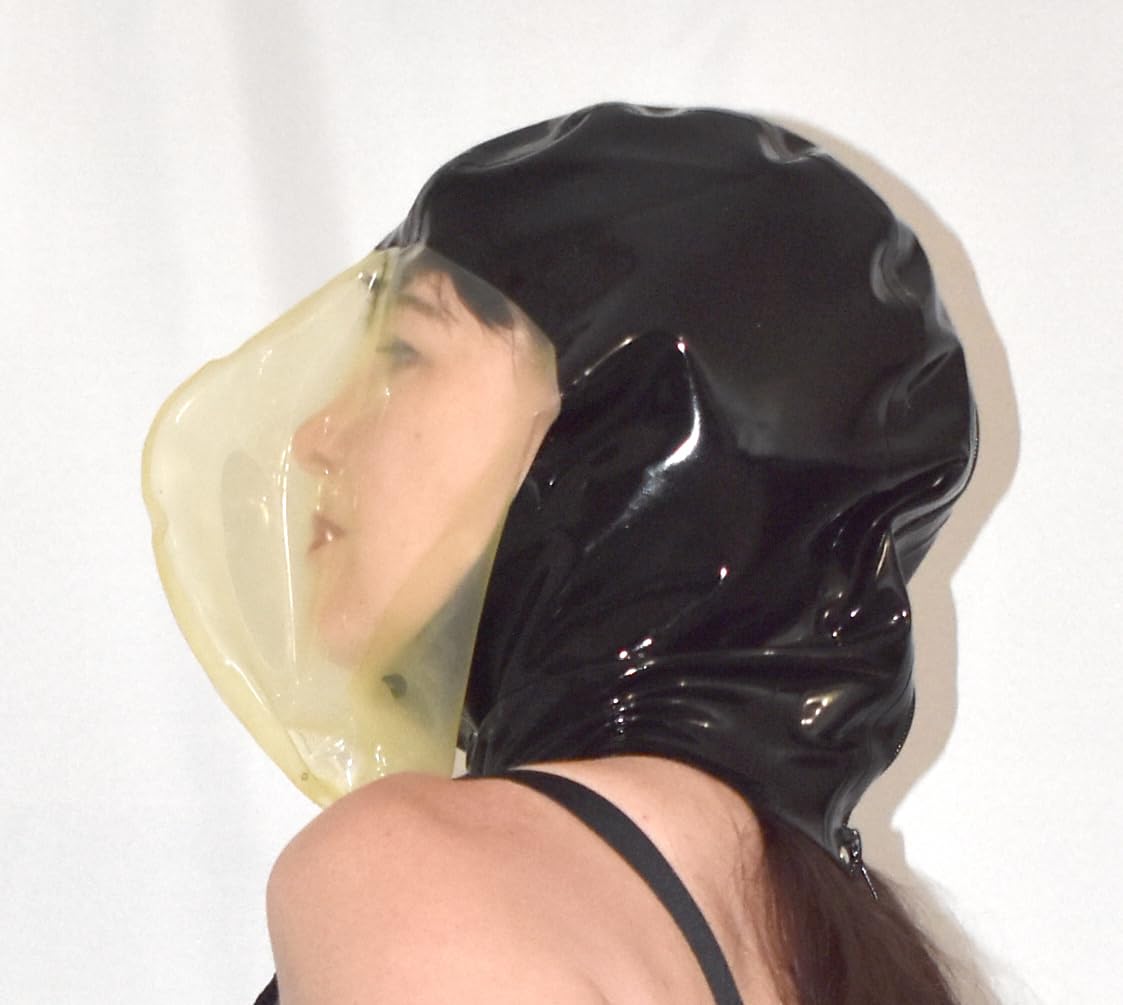 Masque latex Breathplay - Capuche caoutchouc contrôle respiration | Capuche caoutchouc pour Breathplay – Heavy Rubber Fétiche, Masque gaz & BDSM Latex Hood