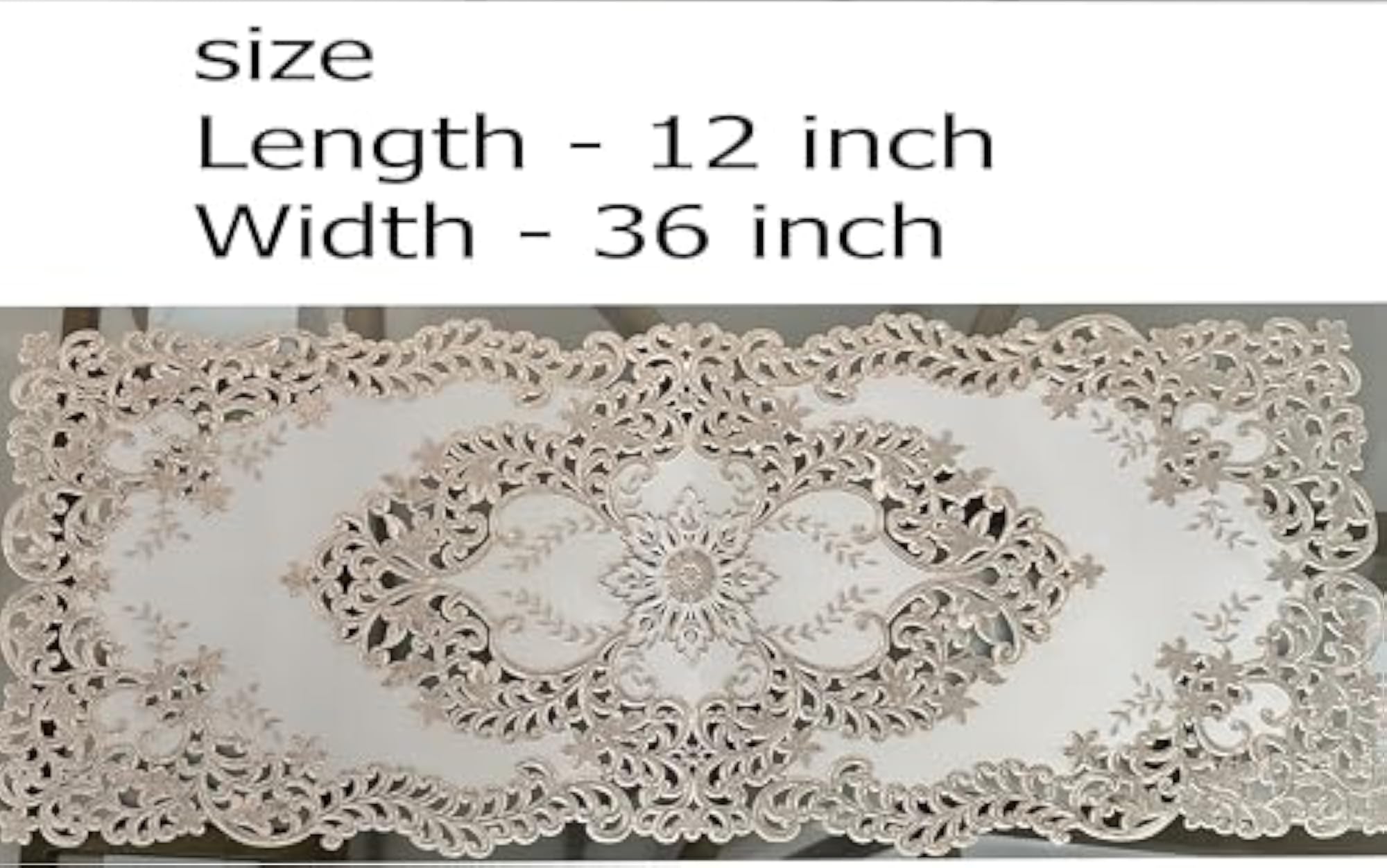 Gold, White 30 cm Table Runner (PVC)