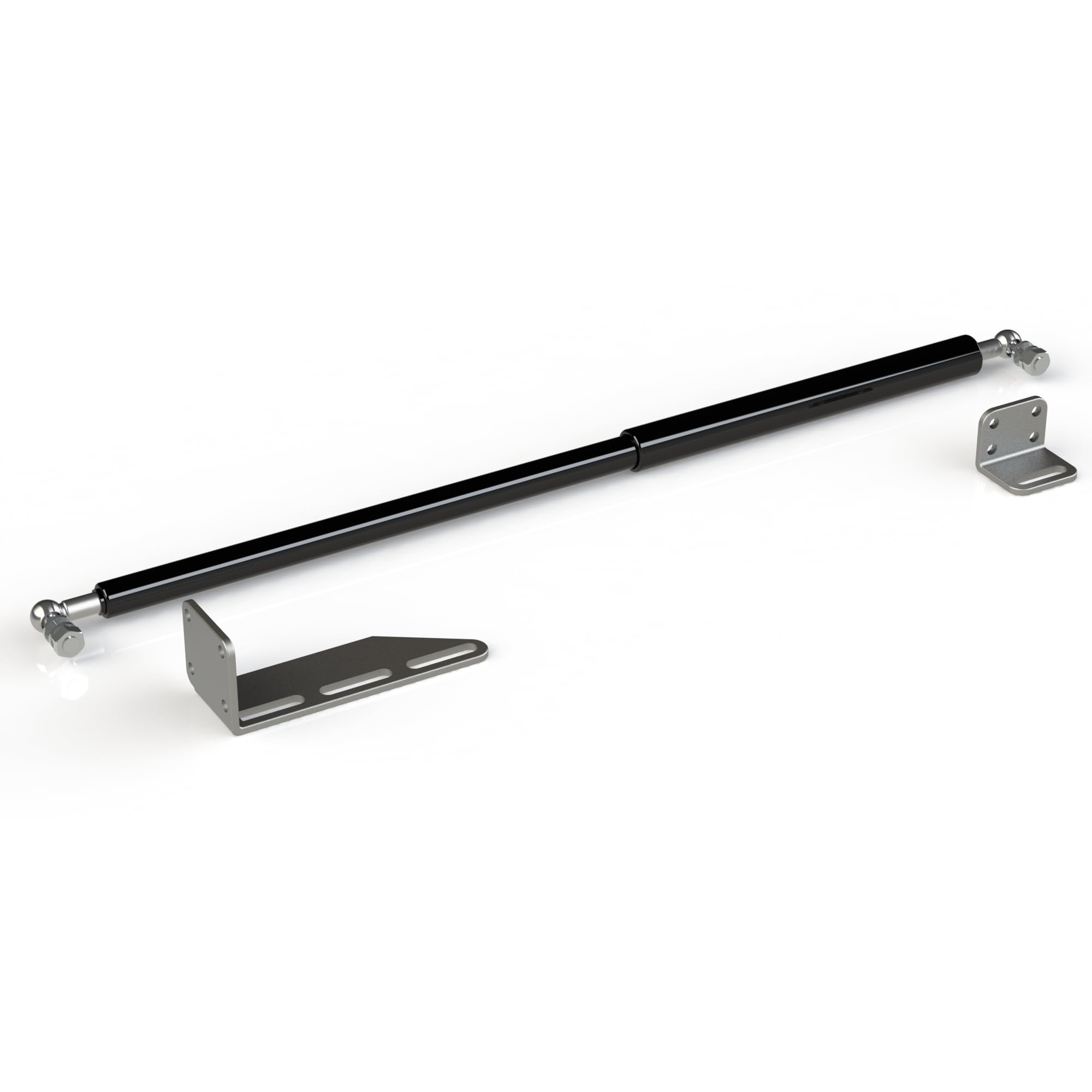 Gatemaster Black Gsbw Gas Gate Closer Strut With Screw-Fixed Adjustable Brackets, Oil-Dampened Controlled Closing, Adjustable Force, Up To 80Kg Gates
