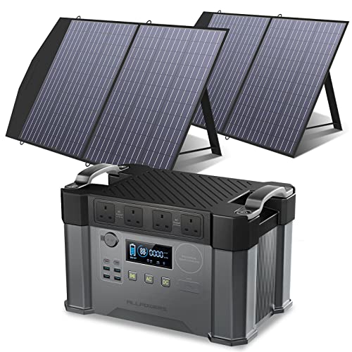 ALLLPOWERS Solar Generator S2000, 2000W Portable Power Station with 2 * 100W Folable Solar Panels Included, Solar Mobile 1500WH Battery Pack for Outdoor RV Camping Home Emergency Travel Campervan
