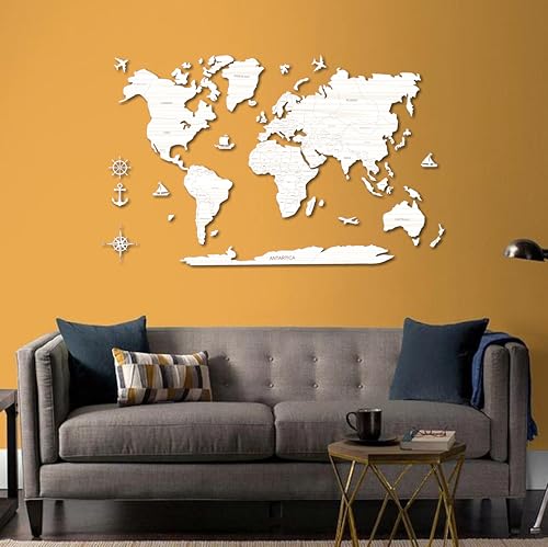 Image of AD INFINITUM 3D Wooden World map | Home Decor | Office Decor | a great gift for travelers | wall decor (Country Borders With Name, 3 x 2 feet