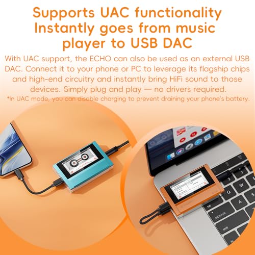 Image of FiiO Echo 4G Hi-Res Digital Audio Player, Dual DAC Bluetooth Music Player, 4.4mm Balanced Output, Color Screen, Portable DAP (SkyBlue 4G)