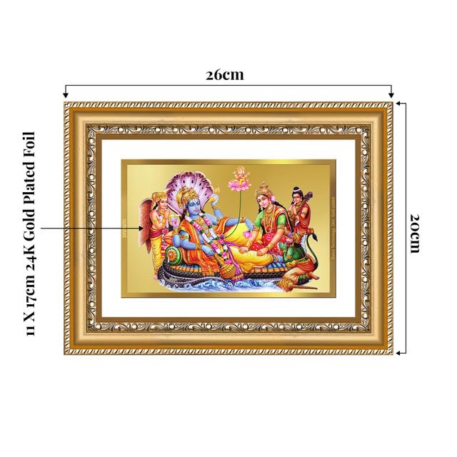 Image of DIVINITI Lakshmi Vishnu Ananta 24K Gold Plated Foil Wall and Tabletop Photo Frame for Home Decor, Puja Room, Luxury Gifting | DG Frame 112 S2.5 (26x20 CM)