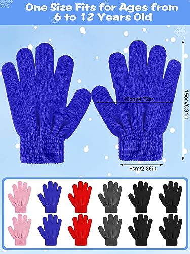 Funtery 48Pcs Kids Winter Beanie and Gloves Set Bulk Pack Knit Hat Unisex Magic Gloves Pack Winter Gift for Boy Girl Donation4